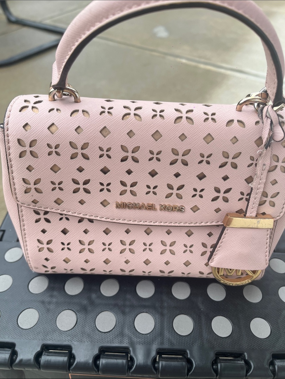 Michael Kors Blush Pink Perforated Top Handle Shoulder Bag